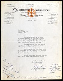 Letter to Doc Nixon from the International Magic Circle