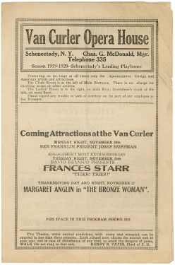 Thurston Van Curler Opera House Program