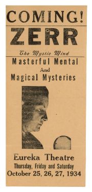 Zerr the Mentalist Handbill