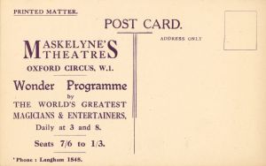 Maskelyne's Theatre Optical Illusion Postcard