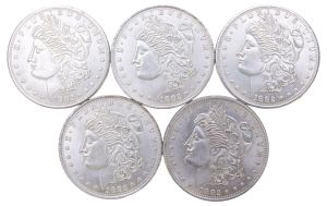 Imitation Morgan Dollar Coins and Shell